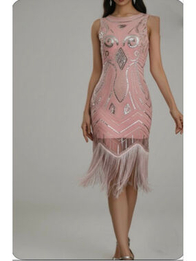 Great Gatsby Flapper Esq Fringe Sequin Party Dress